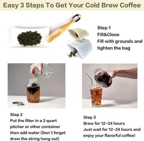 Vista 4 de Bolsas de filtro de té desechables con forma de lágrima para té suelto, café en polvo, biodegradables y compostables, bolsas infusoras de té vacías