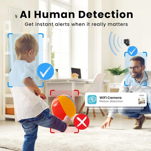 Vista 4 de VIDCASTIVE Cámara Oculta 1080P HD Mini Inalámbrica WiFi de Seguridad con Vista de Ángulo Amplio, Detección de Movimiento Humano AI