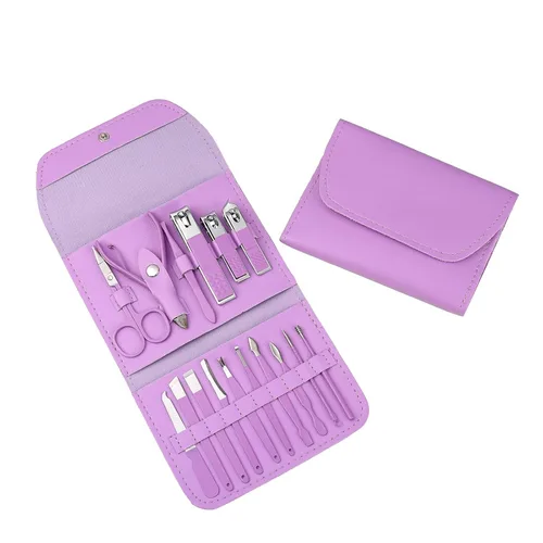 Vista 8 de Juego de manicura, cortaúñas, kit de pedicura, kit de aseo profesional 16 en 1, acero inoxidable, tijeras para uñas de los pies con lujosa funda