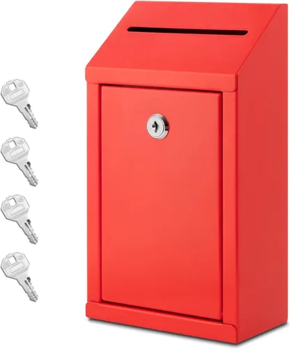 Vista 7 de EIENHOSHI Caja de donación de metal con cerradura, montaje en pared, caja de sugerencias con 4 llaves de hierro, color negro, caja de dinero
