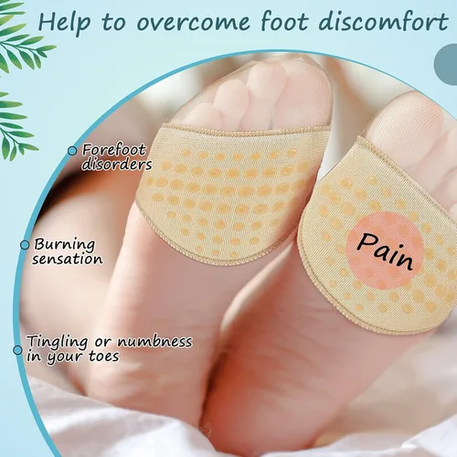 Vista 10 de 10 pares de calcetines para mujer con almohadillas acolchadas, almohadillas para el antepié, cojines medios calcetines, protectores antideslizantes
