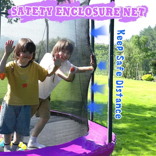 Vista 3 de 14FT Trampoline Outdoor for Kids with Safety Enclosure Net and Ladder, ASTM Approved Recreational Trampoline, Support 450LBS