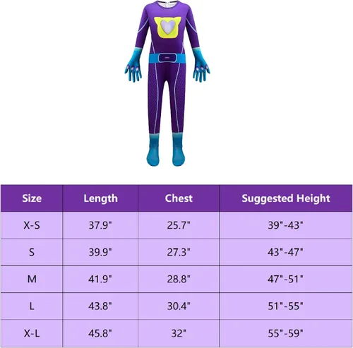 Vista 3 de Garperkids Purple Super Cartoon Cat Costume for Girls 3D Style Jumpsuit with Mask Halloween Cosplay Bodysuit for Toddler Kids
