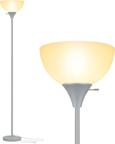 Vista 9 de Coucrek Lámpara de pie, lámparas LED de pie con pantalla de plástico blanco, luces de piso de esquina para sala de estar, dormitorio, interruptor