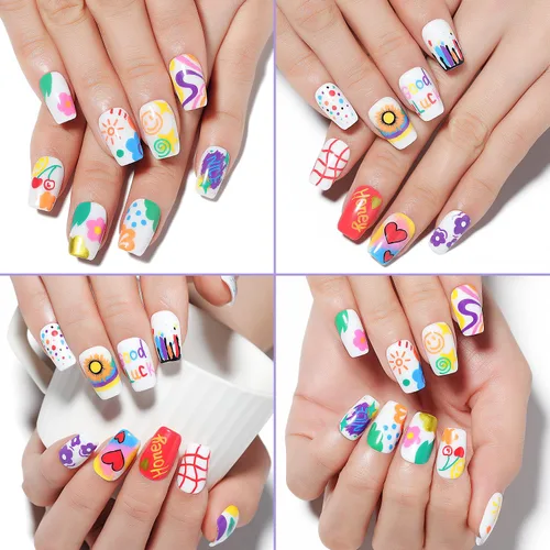 Vista 6 de AIMEILI Juego de bolígrafos de arte de uñas de 12 colores, bolígrafos de pintura acrílica de punta fina para salón y hogar, diseño de uñas, pincel