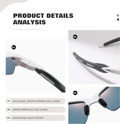 Vista 6 de MASDUN Gafas de sol deportivas polarizadas para hombres y mujeres, lentes de sol de medio marco para equitación, béisbol, pesca, ciclismo, correr