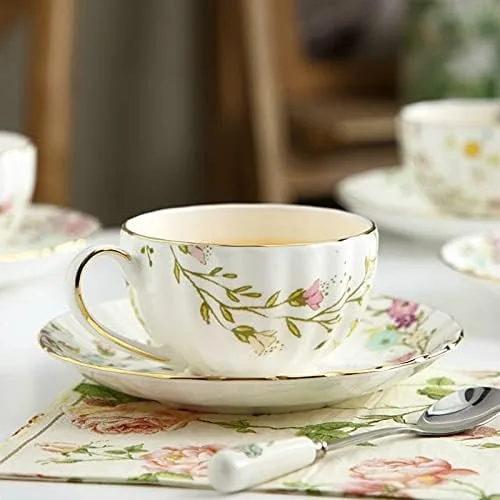 Vista 6 de Tazas de café creativas de porcelana taza y platillo de cerámica juegos simples de diseño moderno tazas de café tazas para café decoración del hogar