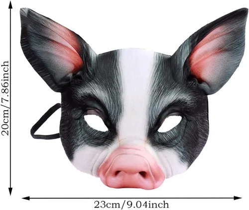 Vista 7 de Máscara de cerdo animal de media cara para Halloween, fiesta de disfraces, accesorios de cosplay