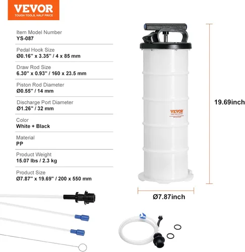Vista 7 de VEVOR bomba manual del extractor de aceite 6.5L, bomba del extractor