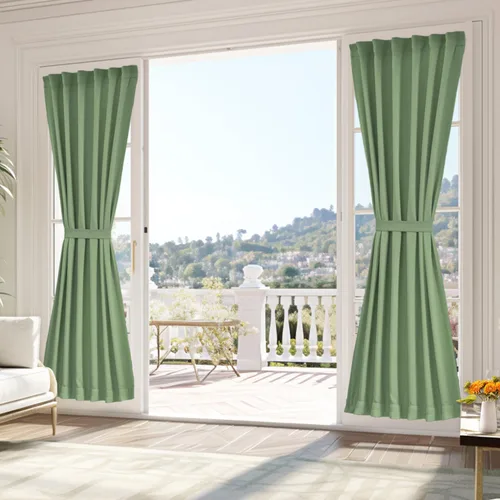 Vista 120 de Vatge Cortinas laterales autoadhesivas para puertas de cristal, sin taladro, extraíble, panel de filtrado de luz, 1 panel, 12 pulgadas de ancho x 60