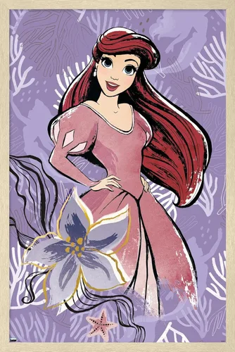 Vista 7 de Disney Ultimate Princess Celebration - Póster de pared de Ariel, 22.4 pulgadas de largo x 14.7 pulgadas, versión enmarcada en madera de granero