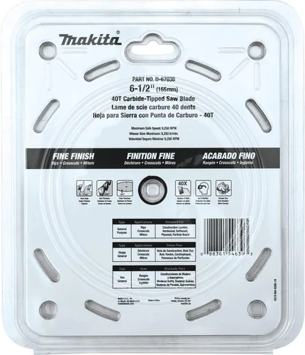 Vista 3 de Makita D-67038 Hoja de sierra circular con punta de carburo 40T de 6-1/2", acabado fino