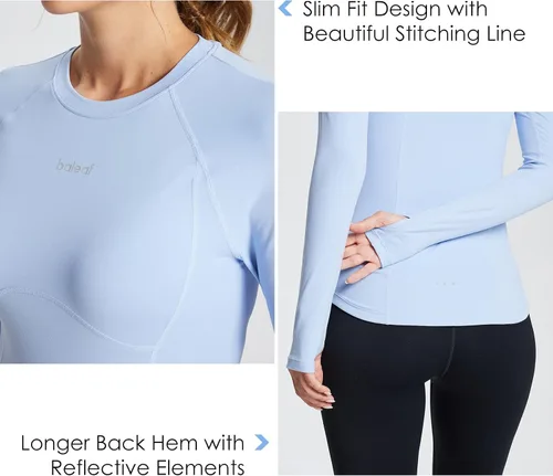 Vista 3 de BALEAF Women's Long Sleeve Workout Tops Compression Running Shirts Fitted Athletic Warm Thumbholes Quick Dry Yoga