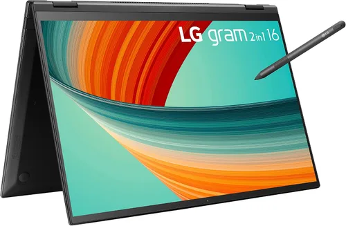 Vista 12 de LG gram 16" 2 en 1 portátil ligero, plataforma Intel Core i7 Evo, Windows 11 Home, 16 GB RAM, 512 GB SSD, negro