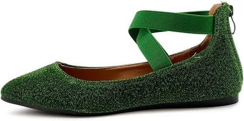 Vista 2 de Ollio Zapatos planos de ballet con correa elástica con purpurina para mujer F189