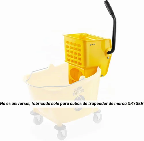 Vista 2 de Repuesto de escurridor de prensa lateral para cubo de trapeador comercial de marca Dryser de 26 y 33 cuartos de galón, amarillo
