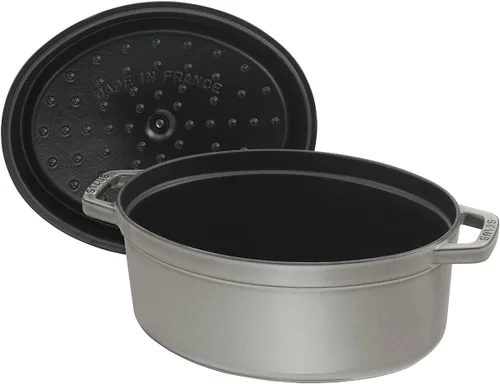 Vista 2 de Staub Hierro fundido Ovalado Cocotte de 1 cuarto - Gris grafito, fabricado en Francia