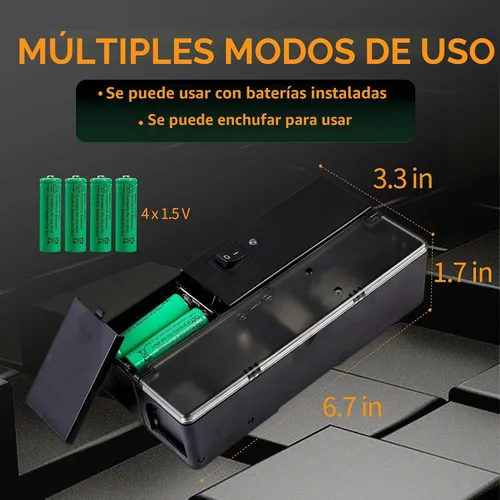 Vista 4 de GSS Trampa eléctrica para ratones, trampa electrónica inteligente para ratones, diseño a prueba de escape, funciona con pilas con luz de alerta