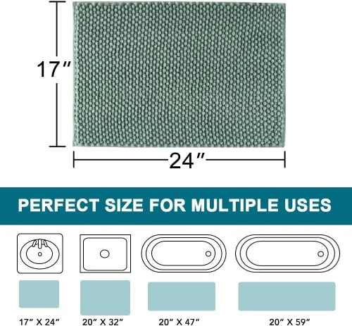 Vista 2 de Turquoize Alfombras de baño de felpilla antideslizante para baño, 17 x 24 pulgadas, extra suaves y absorbentes, lavables a máquina, perfectas