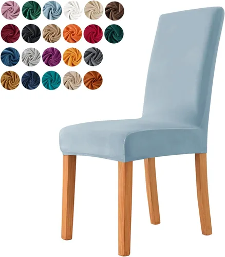 Vista 23 de Juego de 6 fundas para sillas de comedor, fundas elásticas de terciopelo para sillas de comedor, extraíbles y lavables, fundas protectoras