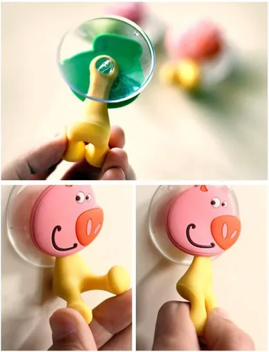 Vista 5 de 5 soportes para cepillos de dientes para niños, lindos animales de dibujos animados, montados en la pared, para niños, niñas, adultos, resistentes