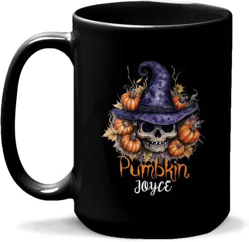 Vista 17 de Taza de café personalizada de Halloween 2023, taza de café de calavera floral, taza de Halloween personalizada con nombre, taza de cerámica floral