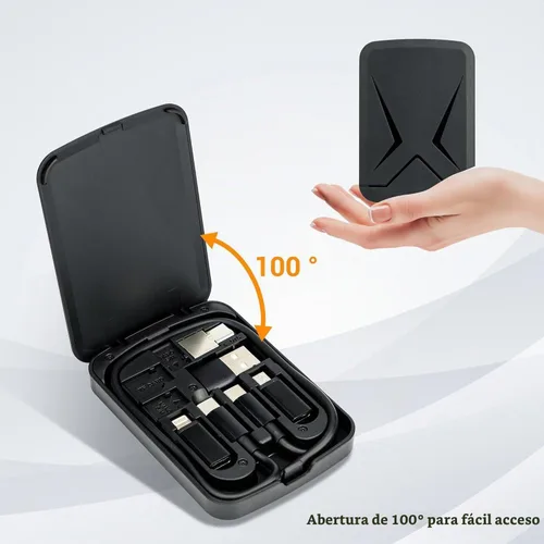 Vista 5 de Tarjeta de Cable Multifuncional Compacta con Cable USB-C de 22" y Kit de Adaptador USB A/Micro-USB/Lightning/OTG, Caja de Almacenamiento