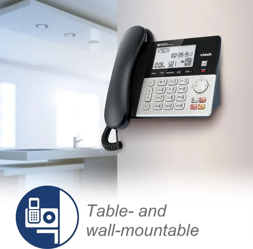 Vista 9 de VTech VG208 DECT 6.0 Teléfono con cable/inalámbrico para el hogar con contestador, bloqueo de llamadas, identificación de llamadas, pantalla