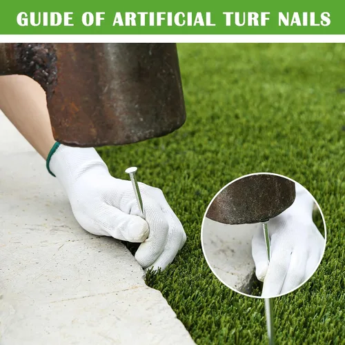 Vista 4 de SUNTURF Paquete de 100 clavos de plástico de 5 pulgadas, estacas de césped artificial, estacas de metal galvanizado en espiral para paisajismo