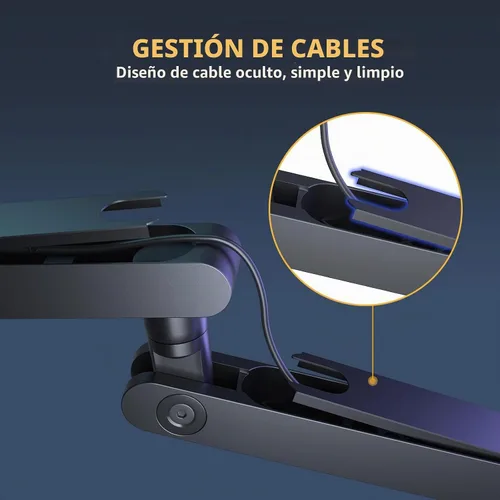 Vista 6 de MAONO Brazo de Micrófono de Pluma, Brazo de Micrófono de Bajo Perfil con Canales de Gestión de Cables, Abrazadera de Montaje de Escritorio