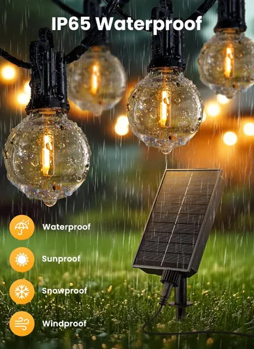Vista 3 de Brightown Luces de Cadena Solares de 38 Pies para Exteriores con Control Remoto y 16 Bombillas LED Irrompibles, Regulables y con Temporizador, 3