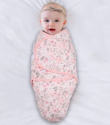 Vista 3 de The Peanutshell - Mantas para bebitas, diseños en rosa, floral y estrellas, paquete de 3 piezas, 2 tallas