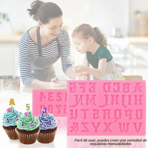 Vista 7 de 2 moldes de letras góticas y números de silicona únicos para dulces de chocolate, decoración de pasteles, molde de resina, epoxi
