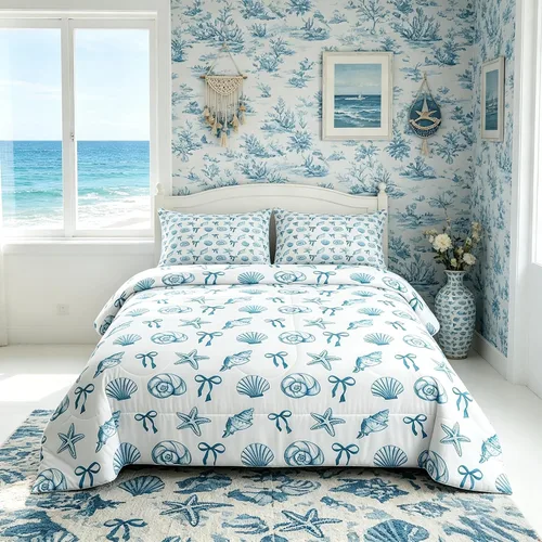 Vista 84 de Juego de edredón Lake Home Camper tamaño King, juego de ropa de cama náutica con ancla para niños, niñas, niños, adultos, decoración de dormitorio