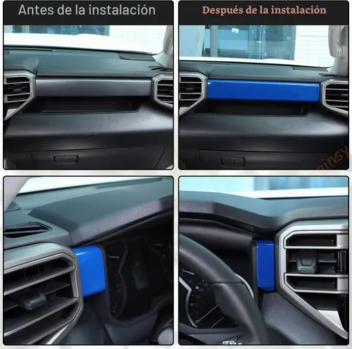 Vista 5 de Aunginsy Tiras de Panel de Salpicadero de Control Central Compatibles con Toyota Tundra/Sequoia 2022-2025 Moldura de Consola Central de Coche Azul