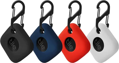 Vista 8 de 4 fundas para Tile Mate Tracker 2024/Tile Mate Tracker 2022, funda protectora de silicona suave que absorbe los golpes con accesorios de mosquetón