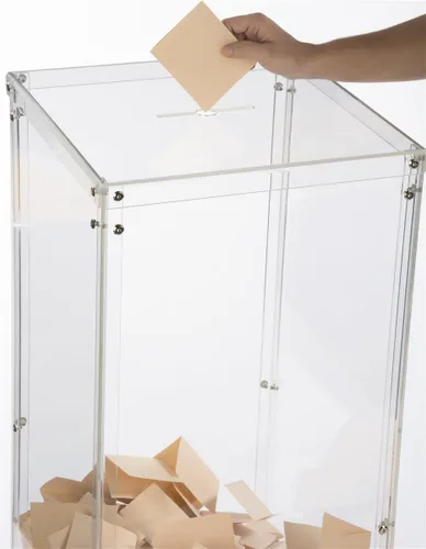 Vista 3 de FixtureDisplays® Clear Plexiglass Acrylic Transparent Donation Box, Fund Raising Stand Display, Tithing Box 13192