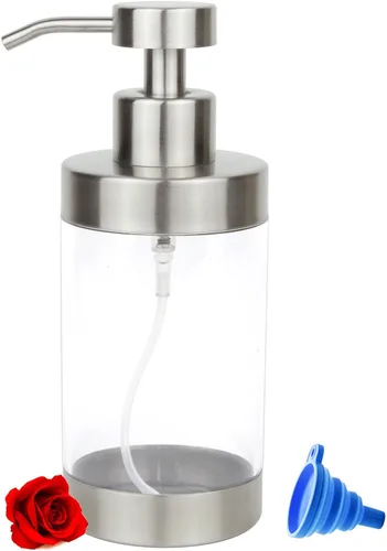 Vista 9 de Dispensador de jabón para encimera, color negro mate, dispensador de loción de 11.8 onzas con bomba, dispensador de jabón de mano de acero