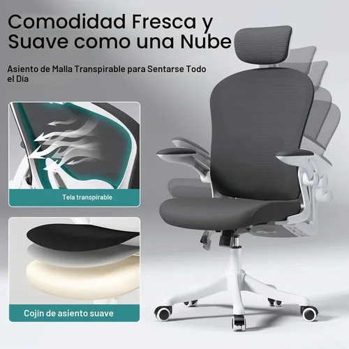 Vista 3 de Silla de oficina ergonómica de malla, color negro