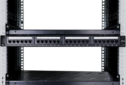 Vista 5 de QSFPTEK Panel de conexión de 24 puertos, alimentación UTP Cat6, Panel de conexión de red IDC dual de 19 pulgadas, panel de conexión Ethernet
