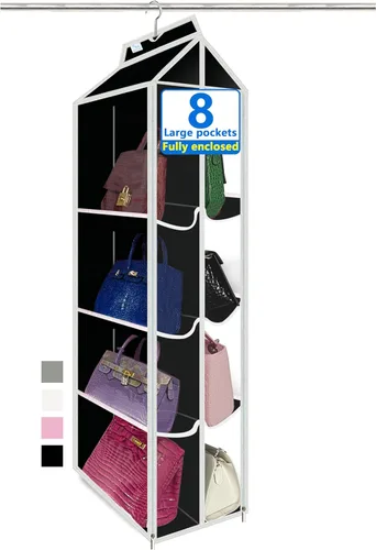 Vista 8 de Organizador de bolso, nuevo mejorado más grande, organizador de bolso para armario, ganchos resistentes, almacenamiento de bolso, material duradero