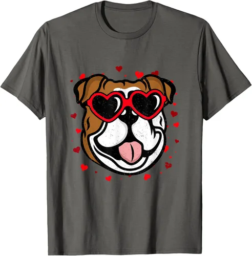 Vista 67 de Bulldog Valentine - Camiseta para amantes de las gafas de sol para perros, Negro
