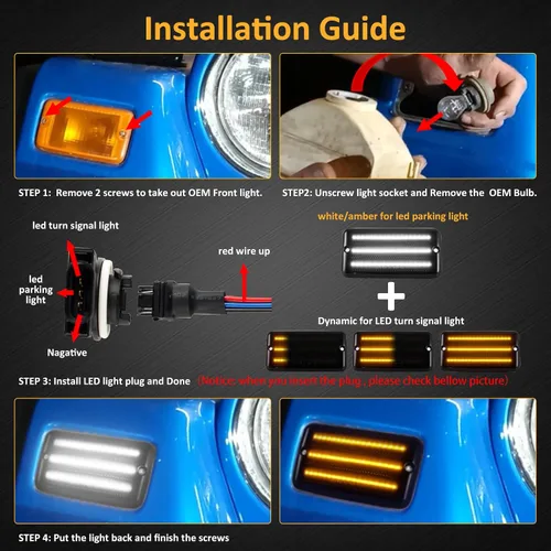 Vista 2 de Bestview Luz de Señal de Giro Delantera y Luz Marcadora Lateral LED Compatible con Jeep Wrangler TJ 1997-2006, Kit de Luz de Señal de Giro