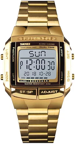 Vista 4 de Reloj digital para hombre, con alarma, cronómetro, reloj de negocios, cuadrado, impermeable, para hombre