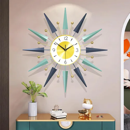 Vista 3 de Reloj de pared de 24 pulgadas, reloj de pared grande para decoración de sala de estar, reloj de estrella en explosión, gran decoración moderna