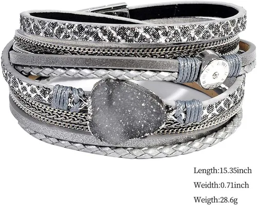 Vista 6 de Artilady Leather Wrap Bracelets for Women - Pearl Bracelets Handmade Clasp Bangle Bracelet with Beads Jewelry Gift for Women and Mother