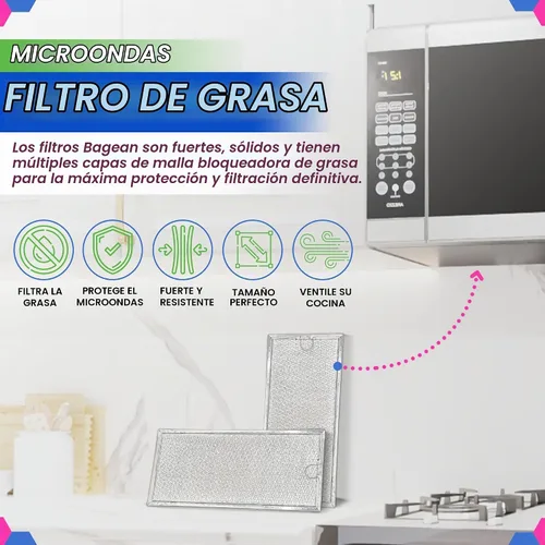 Vista 2 de Filtro de microondas de repuesto de 13.3" x 5.85" WB06X10596 Filtro de microondas GE compatible con Whirlpool Maytag Samsung - Filtro de grasa