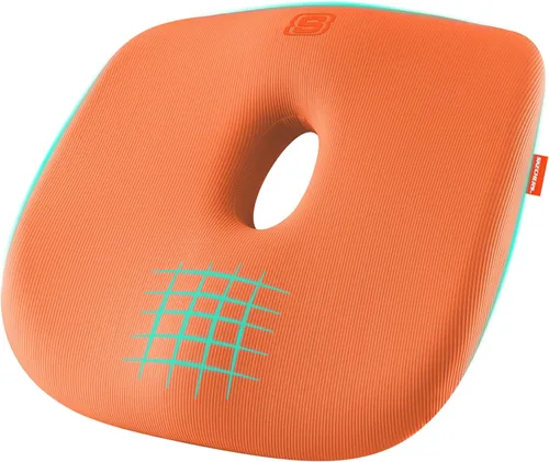 Vista 10 de Skechers Cojín de asiento de espuma viscoelástica, cojín para silla de oficina con forma de dona para aliviar el dolor de coxis, almohada para silla