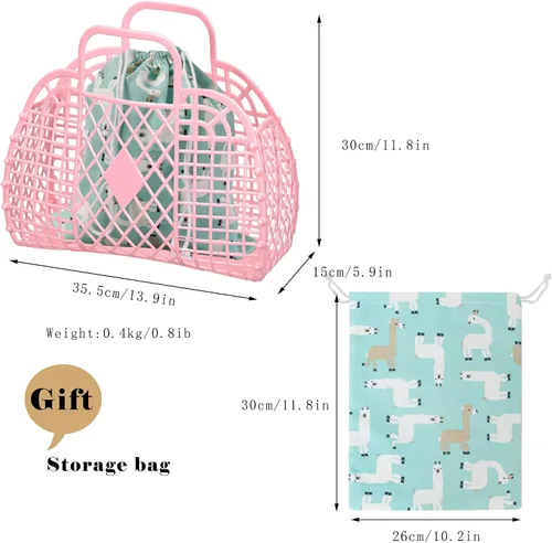 Vista 3 de Makukke Bolsa de gelatina para niños, niñas y mujeres, bolsa de playa para niñas, bolsa de plástico a la moda, bolso retro de los años 80 con bolsa