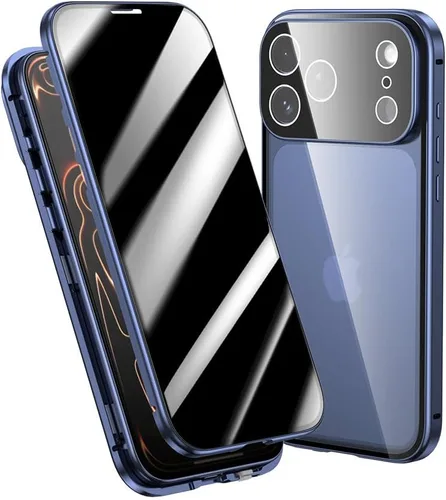 Vista 10 de Funda antimiradas con cerradura para iPhone 13 Pro, funda magnética de vidrio con protector de lente de cámara integrado, protector de pantalla